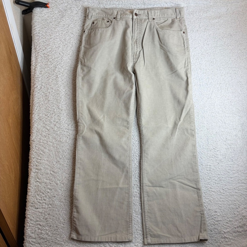Vintage Gap Mens Boot Fit Corduroy Pants Khaki Tan Bootcut 38x32 (36x31)